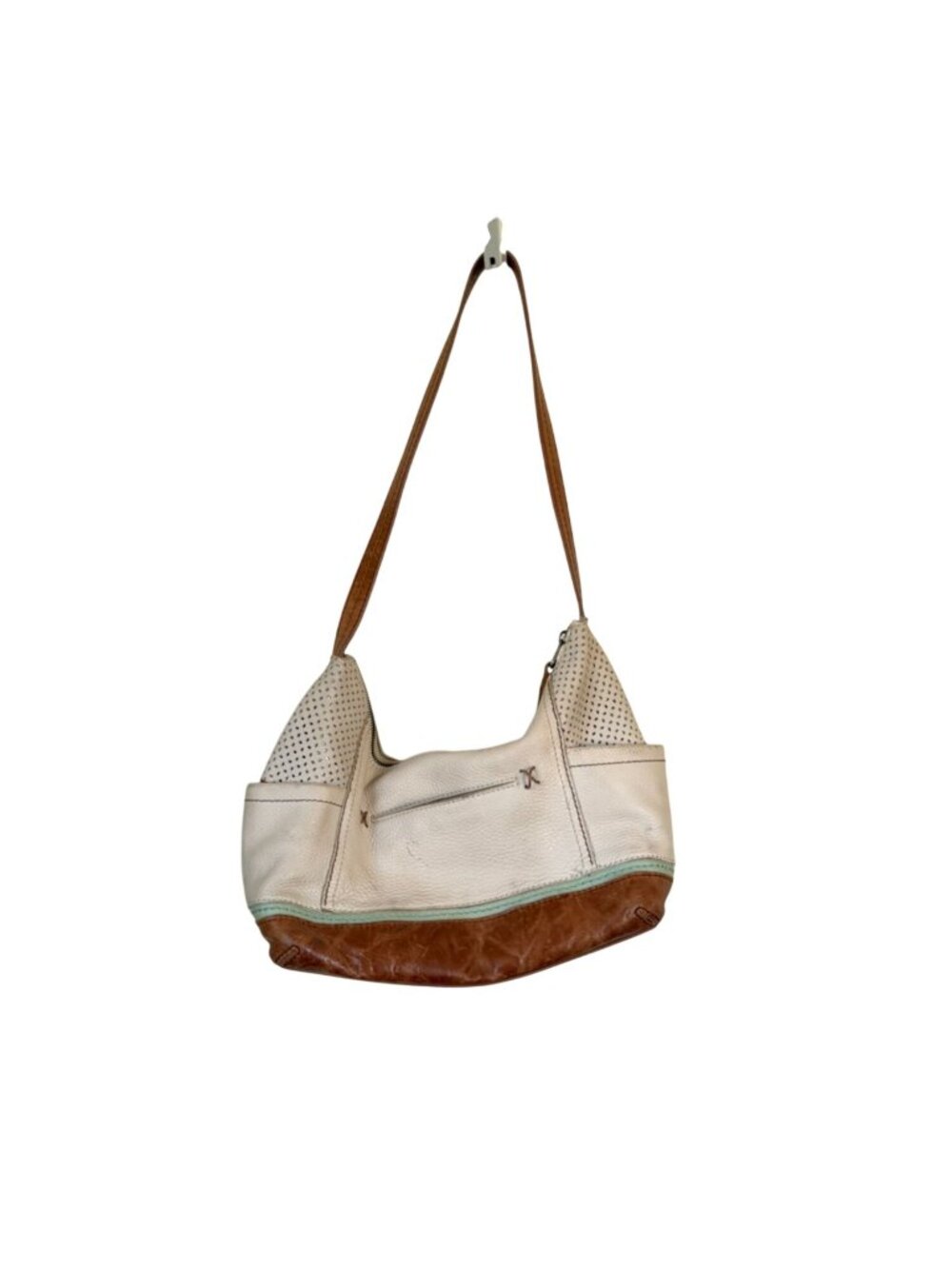 The Sak White Brown Leather Shoulder Bag Hobo Mint Tassel Women's Purse Cowgirl - Picture 2 of 7